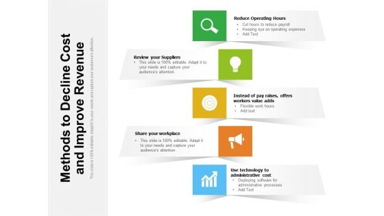 Methods To Decline Cost And Improve Revenue Ppt PowerPoint Presentation File Show PDF Methods To Decline Cost And Improve Revenue Ppt PowerPoint Presentation File Show PDF