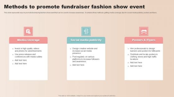 Methods To Promote Fundraiser Fashion Show Event Mockup PDF