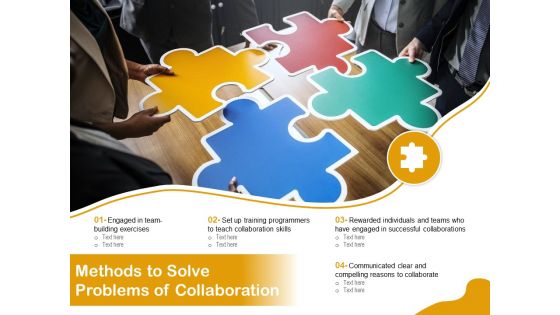 Methods To Solve Problems Of Collaboration Ppt PowerPoint Presentation Gallery Display PDF