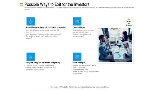 Mezzanine Debt Financing Pitch Deck Possible Ways To Exit For The Investors Themes PDF