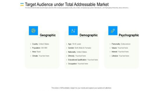 Mezzanine Debt Financing Pitch Deck Target Audience Under Total Addressable Market Ppt File Graphics Design PDF