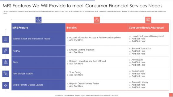 Mfs Features We Will Provide To Meet Consumer Financial Services Needs Brochure PDF