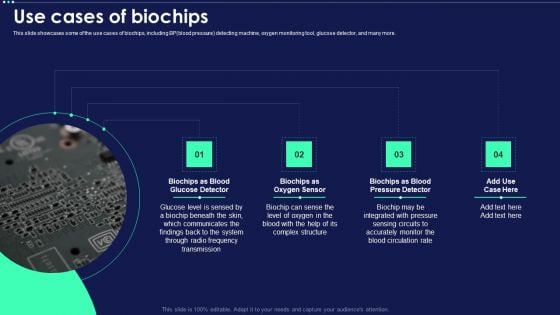 Micro Chip Use Cases Of Biochips Ppt PowerPoint Presentation File Visual Aids PDF