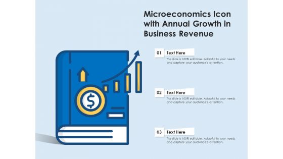 Microeconomics Icon With Annual Growth In Business Revenue Ppt PowerPoint Presentation File Demonstration PDF