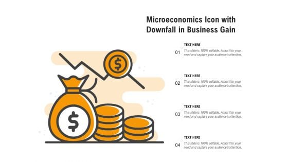 Microeconomics Icon With Downfall In Business Gain Ppt PowerPoint Presentation Gallery Aids PDF