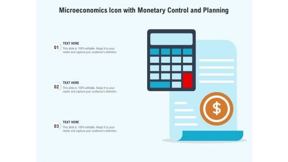 Microeconomics Icon With Monetary Control And Planning Ppt PowerPoint Presentation Gallery Graphics Design PDF