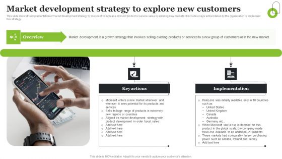 Microsoft Strategic Plan To Become Market Leader Market Development Strategy To Explore New Customers Mockup PDF
