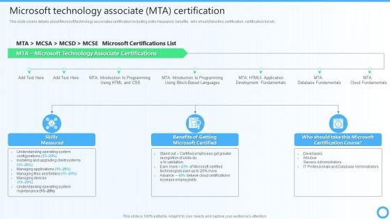 Microsoft Technology Associate MTA Certification IT Certifications To Enhance Clipart PDF