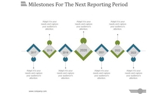 Milestones For The Next Reporting Period Template 1 Ppt PowerPoint Presentation Model