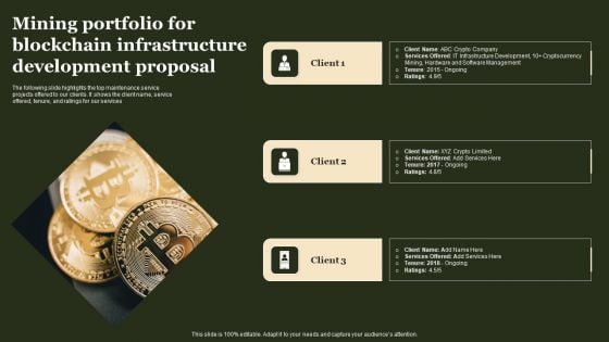 Mining Portfolio For Blockchain Infrastructure Development Proposal Introduction PDF