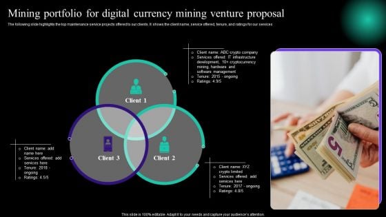 Mining Portfolio For Digital Currency Mining Venture Proposal Pictures PDF