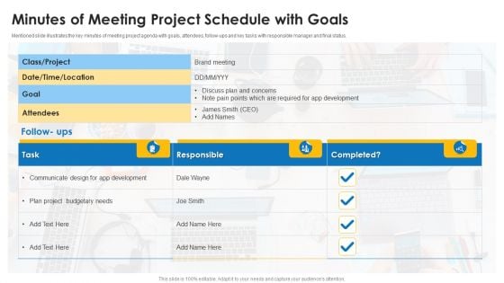 Minutes Of Meeting Project Schedule With Goals Ppt Gallery Rules PDF