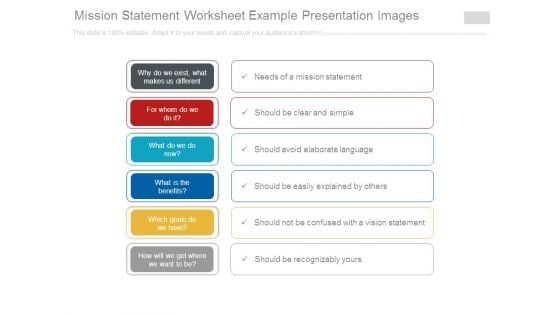 Mission Statement Worksheet Example Presentation Images