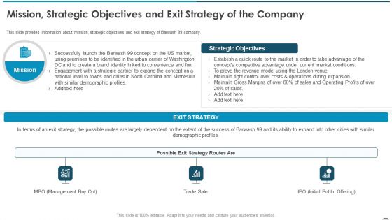 Mission Strategic Objectives And Exit Strategy Of The Company Brochure PDF