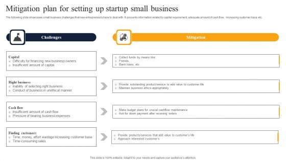 Mitigation Plan For Setting Up Startup Small Business Elements PDF