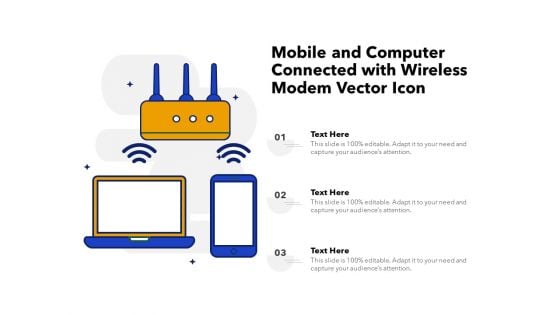 Mobile And Computer Connected With Wireless Modem Vector Icon Ppt PowerPoint Presentation Show Visual Aids PDF