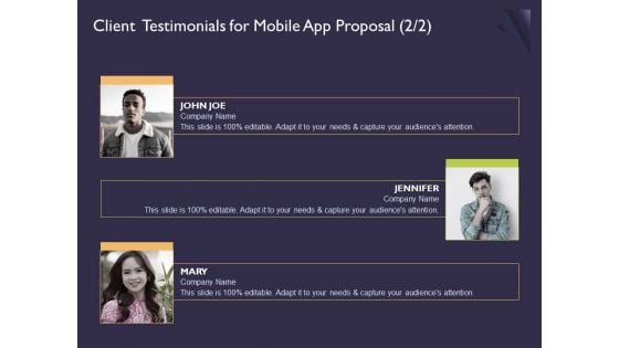 Mobile App Development Client Testimonials For Proposal Formats PDF