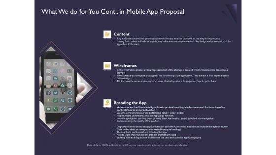 Mobile App Development What We Do For You Cont In Proposal Rules PDF
