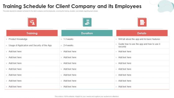 Mobile Application Development Training Schedule For Client Company And Its Employees Mockup PDF