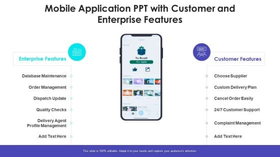 Mobile Application PPT With Customer And Enterprise Features Diagrams PDF