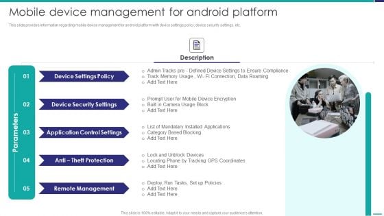 Mobile Device Management For Android Platform Mobile Device Security Management Demonstration PDF