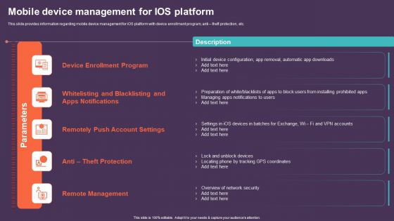 Mobile Device Management For Improving IT Operations Mobile Device Management For IOS Clipart PDF