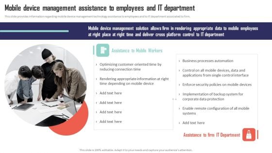 Mobile Device Management Mobile Device Management Assistance To Employees Infographics PDF