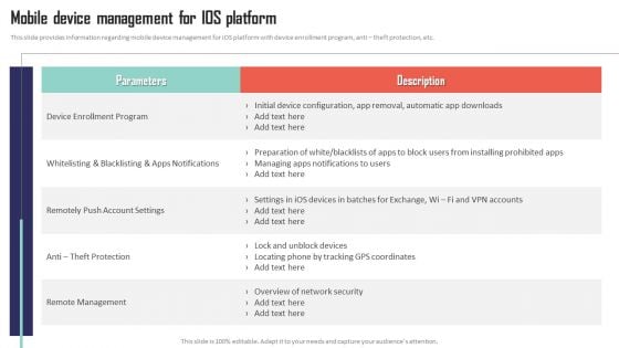 Mobile Device Management Mobile Device Management For Ios Platform Portrait PDF