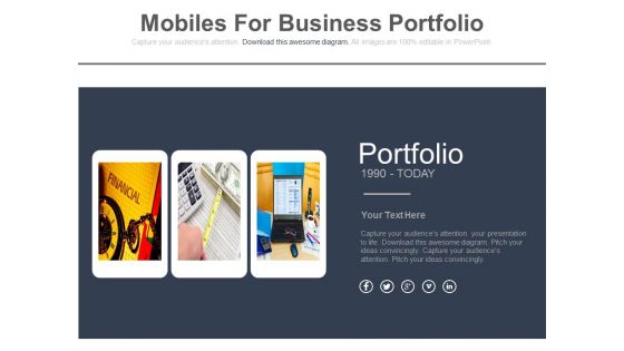 Mobile Graphics For Financial Portfolio Powerpoint Template