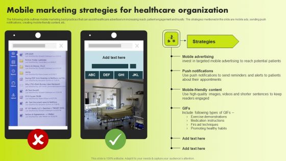 Mobile Marketing Strategies For Healthcare Organization Inspiration PDF