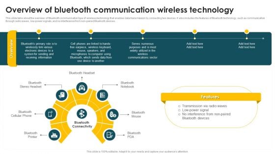 Mobile Phone Generations 1G To 5G Overview Of Bluetooth Communication Wireless Portrait PDF