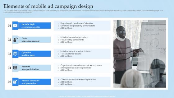 Mobile Promotion Strategic Guide For Micro Businesses Elements Of Mobile Ad Campaign Design Guidelines PDF