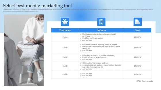 Mobile Promotion Strategic Guide For Micro Businesses Select Best Mobile Marketing Tool Template PDF