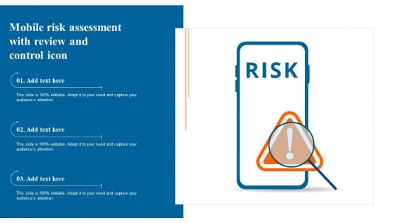 Mobile Risk Assessment With Review And Control Icon Portrait PDF