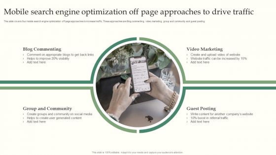 Mobile Search Engine Optimization Off Page Approaches To Drive Traffic Infographics PDF