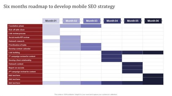 Mobile Search Engine Optimization Plan Six Months Roadmap To Develop Mobile SEO Strategy Professional PDF