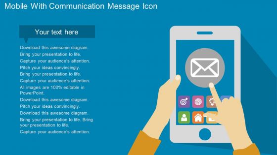 Mobile With Communication Message Icon Powerpoint Template