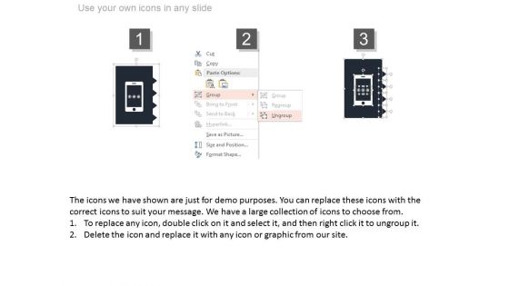 Mobile With Four Tags And Social Media Icons Powerpoint Slides