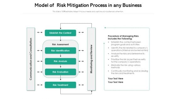 Model Of Risk Mitigation Process In Any Business Ppt PowerPoint Presentation Pictures Slides PDF