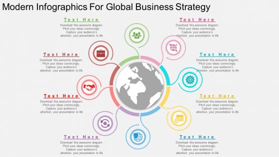 Modern Infographics For Global Business Strategy Powerpoint Template