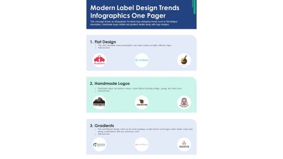 Modern Label Design Trends Infographics One Pager PDF Document PPT Template Modern Label Design Trends Infographics One Pager PDF Document PPT Template