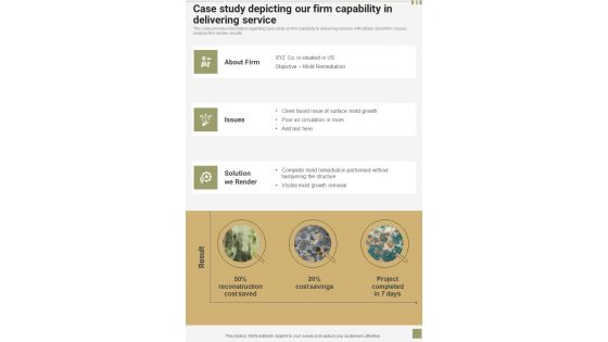 Mold Removal Contractual Services Case Study Depicting Our Firm One Pager Sample Example Document