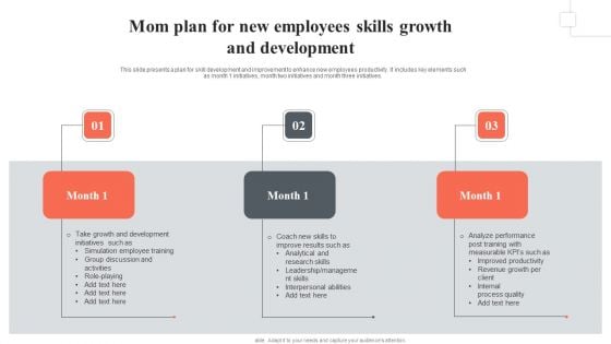 Mom Plan For New Employees Skills Growth And Development Elements PDF Mom Plan For New Employees Skills Growth And Development Elements PDF