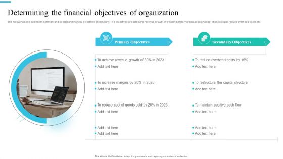 Monetary Planning And Evaluation Guide Determining The Financial Objectives Of Organization Ppt Outline Graphic Tips PDF