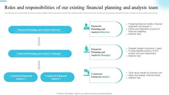 Monetary Planning And Evaluation Guide Roles And Responsibilities Of Our Existing Financial Planning And Analysis Team Ppt Inspiration Files PDF