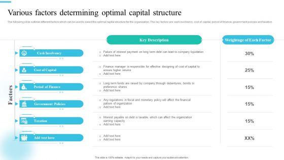 Monetary Planning And Evaluation Guide Various Factors Determining Optimal Capital Structure Ppt Pictures Slide PDF Monetary Planning And Evaluation Guide Various Factors Determining Optimal Capital Structure Ppt Pictures Slide PDF