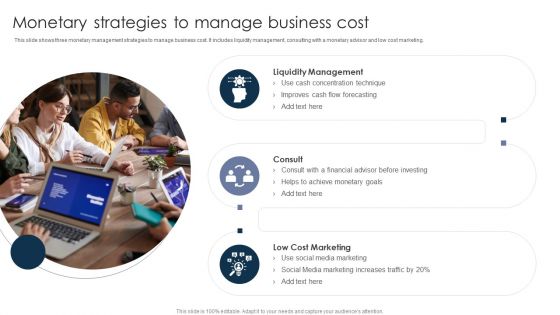 Monetary Strategies To Manage Business Cost Demonstration PDF