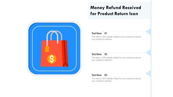 Money Refund Received For Product Return Icon Ppt PowerPoint Presentation File Demonstration PDF