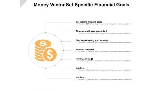 Money Vector Set Specific Financial Goals Ppt PowerPoint Presentation Show Example