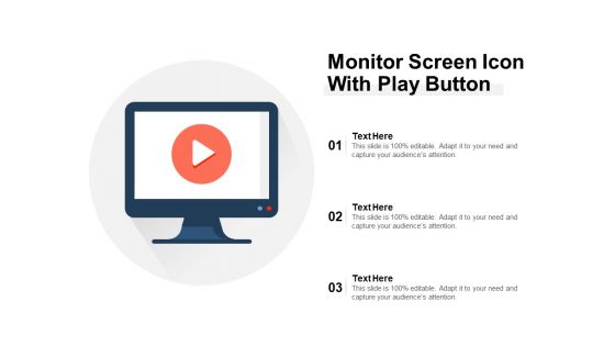 Monitor Screen Icon With Play Button Ppt PowerPoint Presentation Professional Objects PDF
